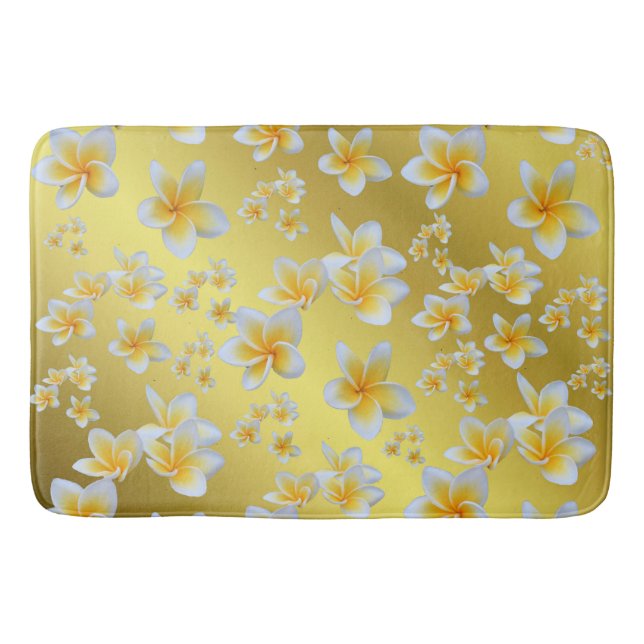 asiatisch, gelb, weiß, blühend, hell, gold, blumen badematte (Vorderseite)