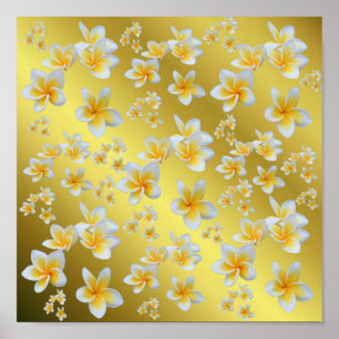 asiatisch, gelb, weiß, blühend, hell, gold, blumen poster