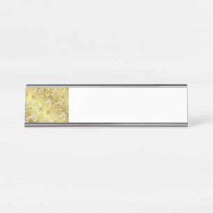 asiatisch, gelb, weiß, blühend, hell, gold, blumen schreibtischnamensplakette