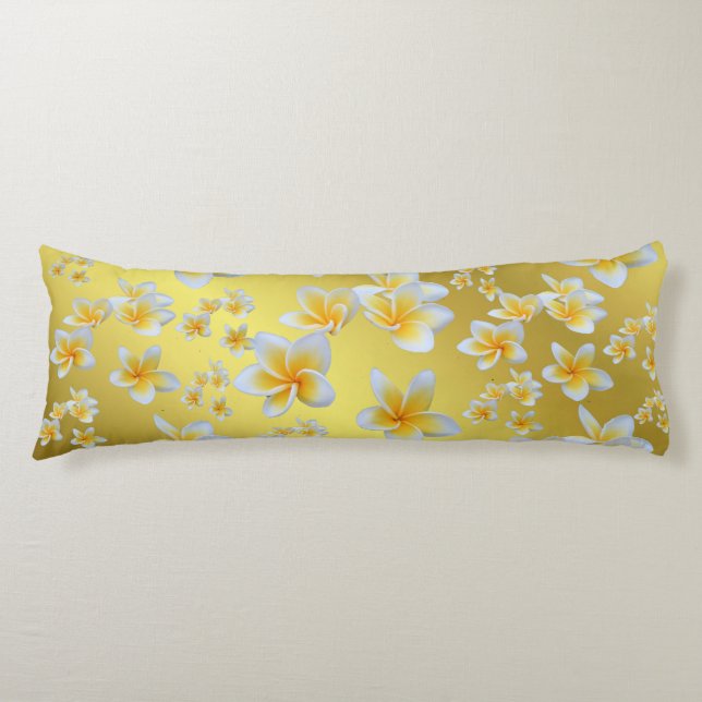 asiatisch, gelb, weiß, blühend, hell, gold, blumen seitenschläferkissen (Vorderseite)