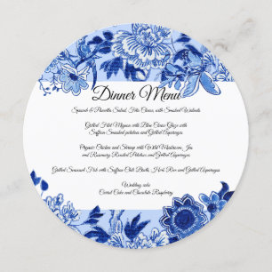 Asiatisch inspiriertes himmelblaues Blumen Dinner Einladung