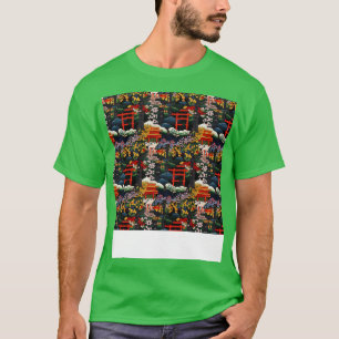 Asiatisch Nahtloses Muster Alt-Japanisch Chinesisc T-Shirt