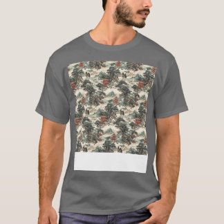 Asiatisch Nahtloses Muster Alt-Japanisch Chinesisc T-Shirt