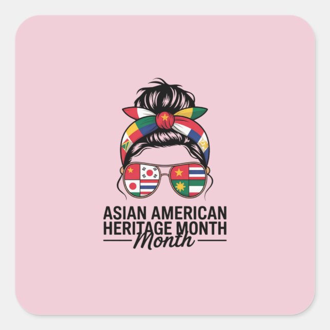 asiatische amerikanische und pazifische Inselbewoh Quadratischer Aufkleber (Vorderseite)