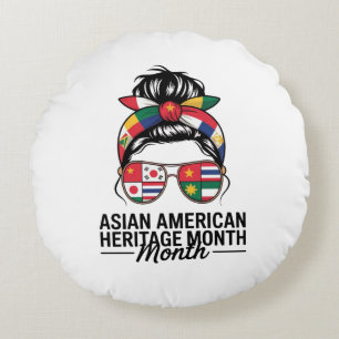 asiatische amerikanische und pazifische Inselbewoh Rundes Kissen