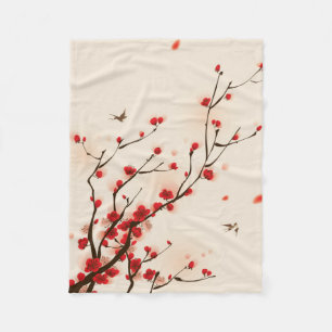 Asiatische Art-Malerei, Pflaumen-Blüte im Frühja Fleecedecke