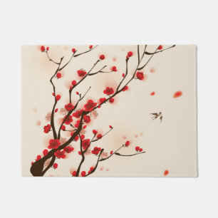 Asiatische Art-Malerei, Pflaumen-Blüte im Frühja Fußmatte