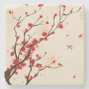 Asiatische Art-Malerei, Pflaumen-Blüte im Frühja Steinuntersetzer