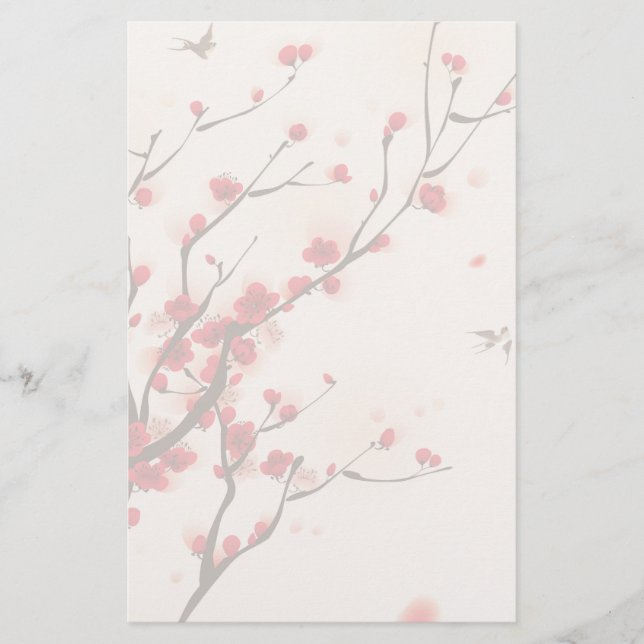 Asiatische Art-Malerei, Pflaumen-Blüte im Frühjahr Briefpapier (Vorderseite)