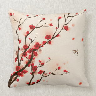 Asiatische Art-Malerei, Pflaumen-Blüte im Frühjahr Kissen