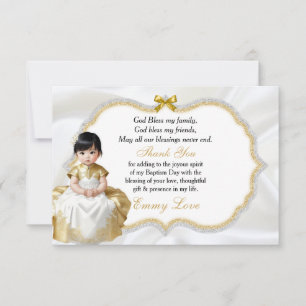 Asiatische Baby-Mädchen-Taufe Christening Dankesch Dankeskarte