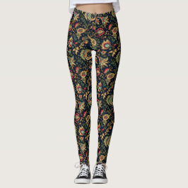 Asiatische Blume Dunkle Chinoiseries Leggings - Hü