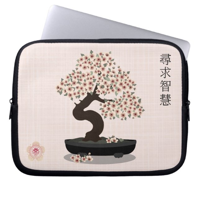 Asiatische Blütenblütengrafik Laptopschutzhülle (Vorderseite)