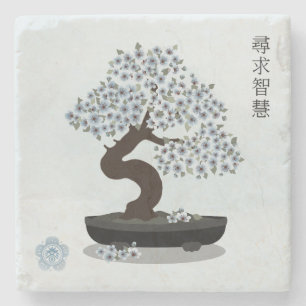Asiatische Blütenblütengrafik Steinuntersetzer