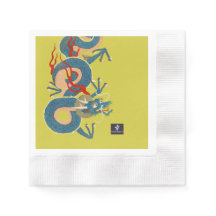 ASIATISCHE DRACHEN-SERVIETTEN MIT KANJI GLÜCK