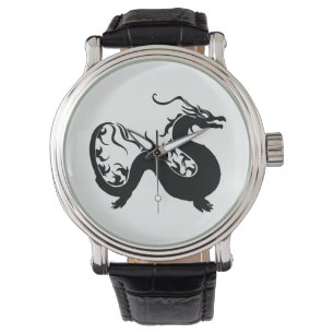 Asiatische Drachen-Silhouette Armbanduhr