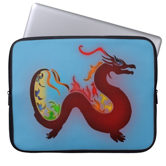 Asiatische Drachenblau Laptopschutzhülle (Vorderseite)