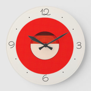 Asiatische Einfluss-Creme rote Black> stark Große Wanduhr