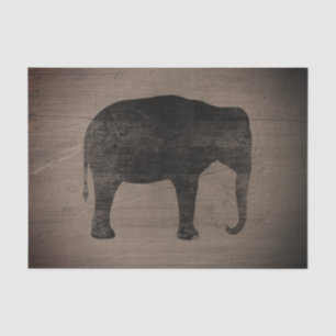 Asiatische Elefant-Silhouette Rustikaler Stil Seidenpapier