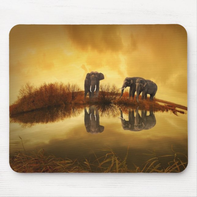 Asiatische Elefanten in Thailand unter einem strah Mousepad (Vorne)
