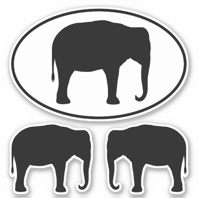 Asiatische Elefanten-Silhouetten - Set "Wildlife S Aufkleber (Vorderseite)