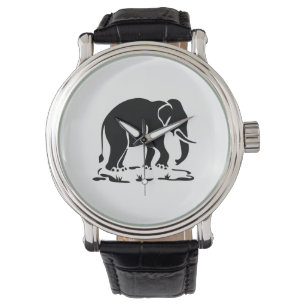 Asiatische Elefanten stehen vor thailändischem Ele Armbanduhr