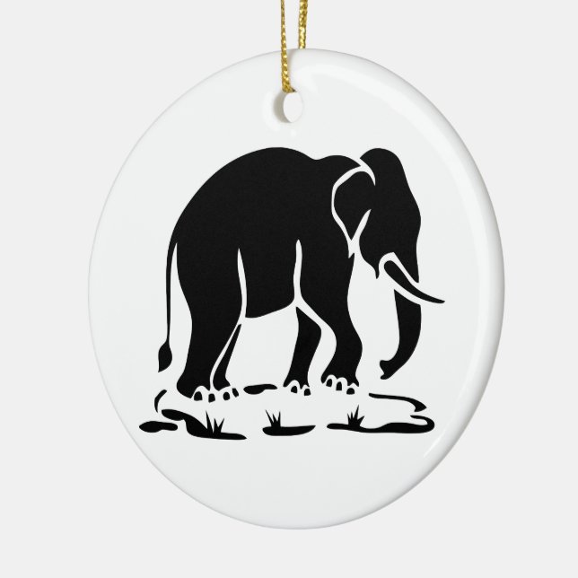 Asiatische Elefanten stehen vor thailändischem Ele Keramik Ornament (Links)