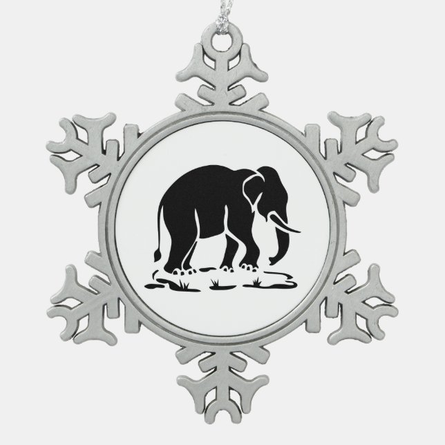 Asiatische Elefanten stehen vor thailändischem Ele Schneeflocken Zinn-Ornament (Vorderseite)