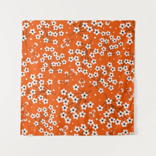 Asiatische Eleganz: Rote Blume Nahtlose Printwerbu Wandteppich