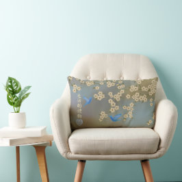 Asiatische Elfenbeinblüten Blaue Vögel "Geschenk d Lendenkissen
