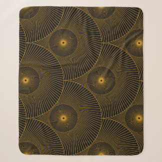 Asiatische Federn: Gold-Schwarz nahtlos. Sherpadecke