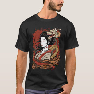 Asiatische Frau Chinesischer Drache T-Shirt
