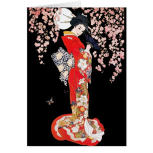 Asiatische Frau mit Kirschblüten-Nacht