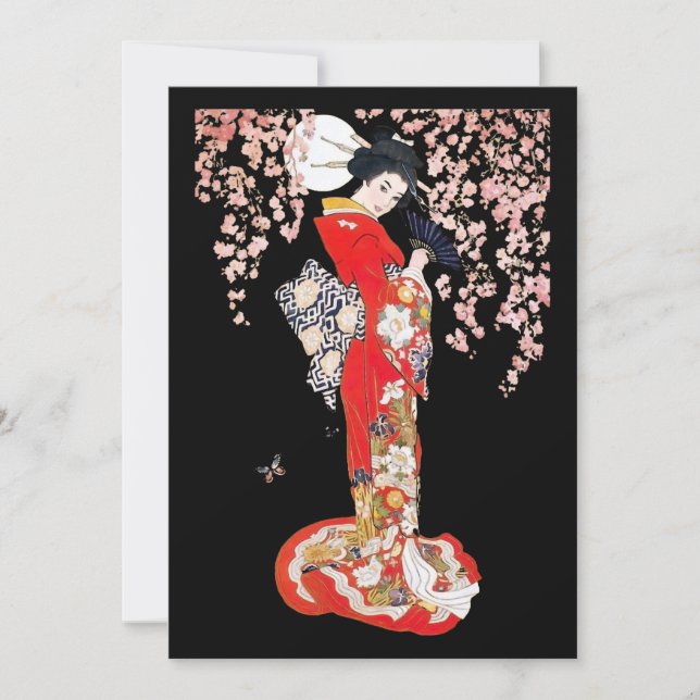 Asiatische Frau mit Tscherry-Blossom-Nacht Einladung (Vorderseite)