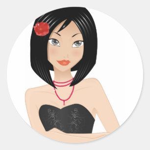 Asiatische Frau Runder Aufkleber