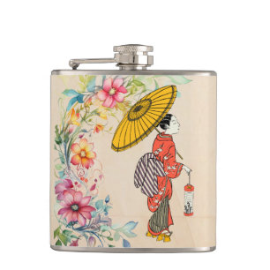 Asiatische Frauenmaske Flachmann