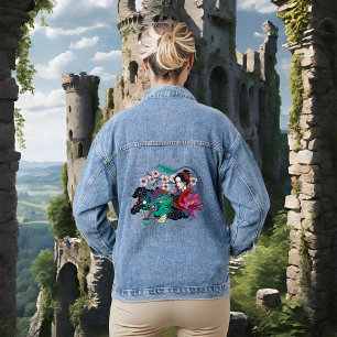 Asiatische Geisha-Drache Kirschblüten Blau Jeansjacke