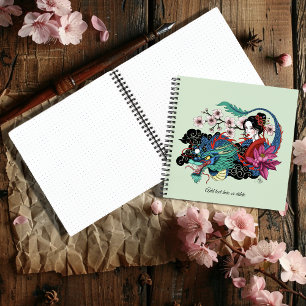 Asiatische Geisha-Drache Kirschblüten Blau Notizbuch