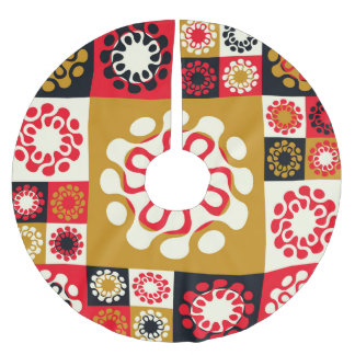 Asiatische Gold roten Mosaik, ethnischer Stil. Polyester Weihnachtsbaumdecke