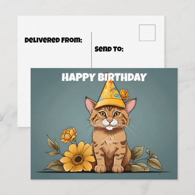 Asiatische Goldene Katze mit Geburtshaut Postkarte (Vorne/Hinten)