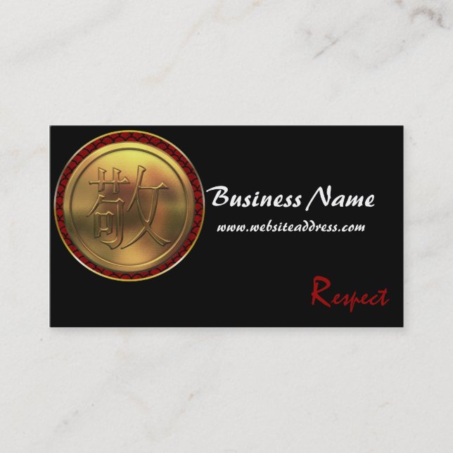 Asiatische Goldmünze-"Respekt-" Visitenkarten Visitenkarte (Vorderseite)