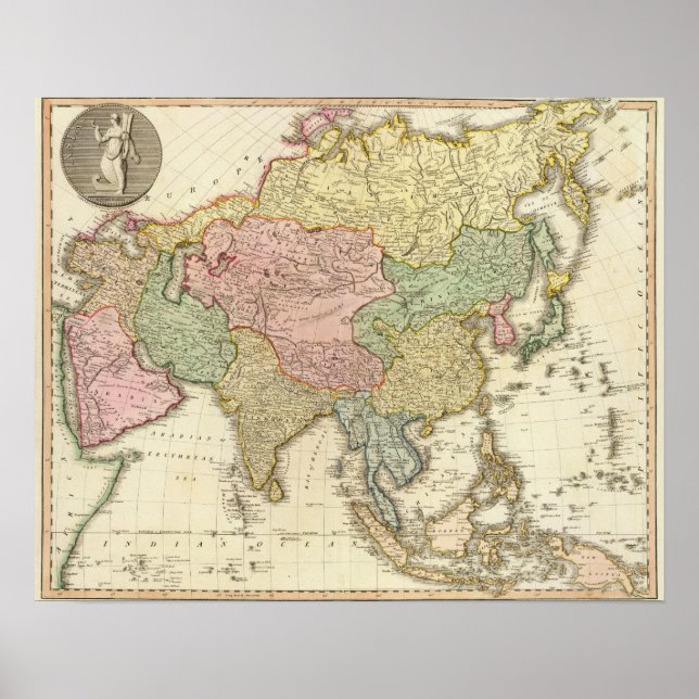 Asiatische Hand farbige Karte Poster (Vorne)