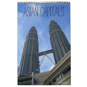asiatische Hauptstädte (mit Standorten) 2027 Kalender