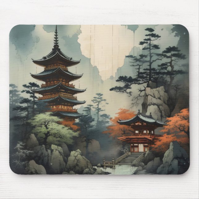 Asiatische Holzhäuser Mousepad (Vorne)