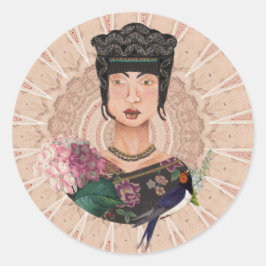 Asiatische Kaiserin Mondo von Susan M. Epperly Art Runder Aufkleber