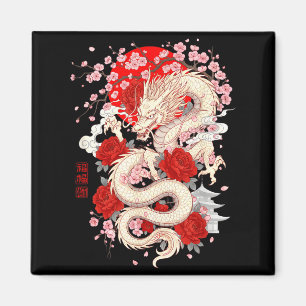 Asiatische Kirschblüte Chinesischer Drache Chinesi Magnet