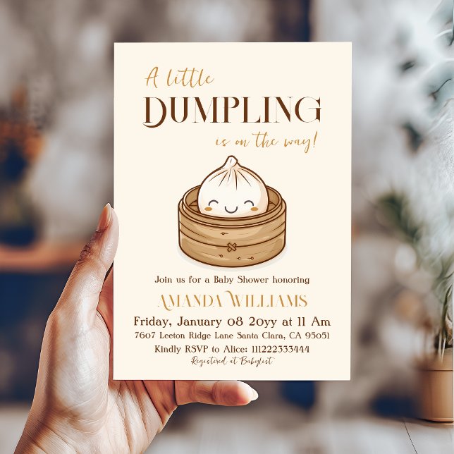 Asiatische Kleine Dumpling Kawaii Babydusche Einladung (Von Creator hochgeladen)