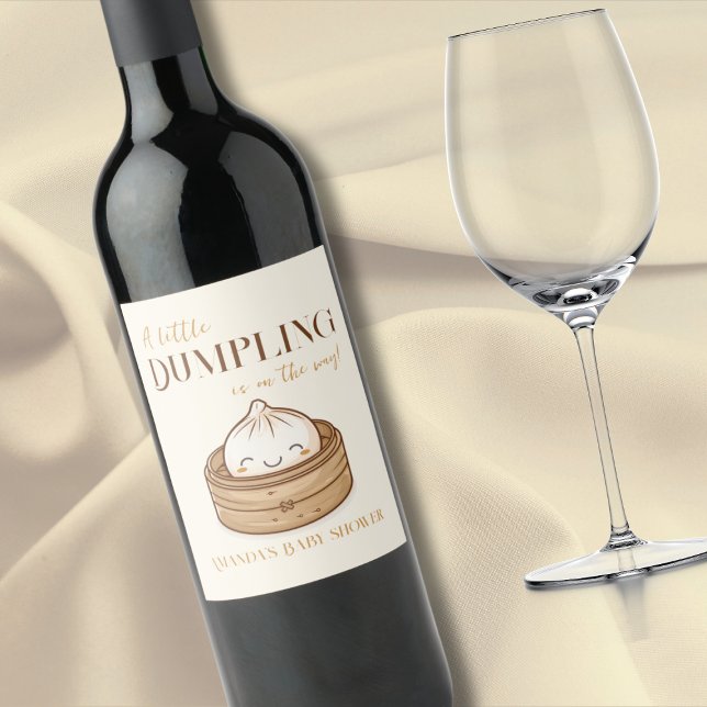 Asiatische Kleine Dumpling Kawaii Babydusche Weinetikett (Von Creator hochgeladen)