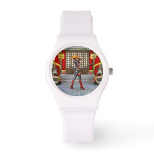 Asiatische Kriegerin Fantasy Samurai Kunstwerk Armbanduhr