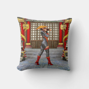 Asiatische Kriegerin Fantasy Samurai Kunstwerk Kissen